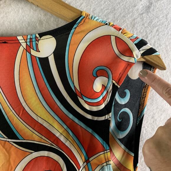 VTG Womens Psychedelic Tunic Top Sz M Groovy Y2K Slinky Disco 70s Costume - Picture 6 of 13